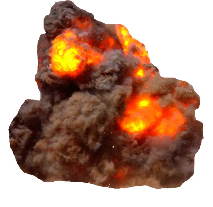 Intense Explosion with Smoke and Fire