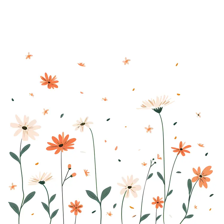 Orange and White Flowers in Bloom