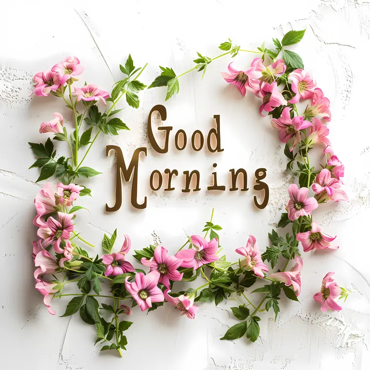 Good Morning with Pink Floral Arrangement