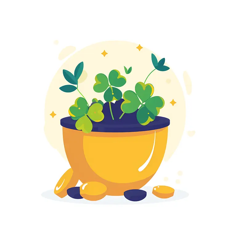 Clover Plant in a Golden Pot