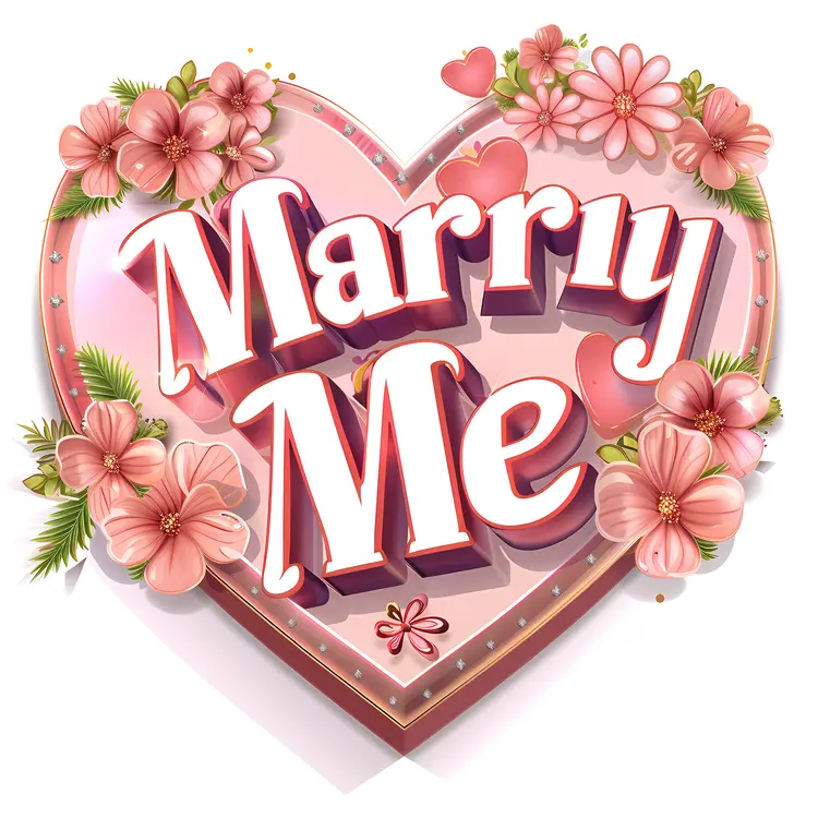 Marry Me Sign with Floral Decorations