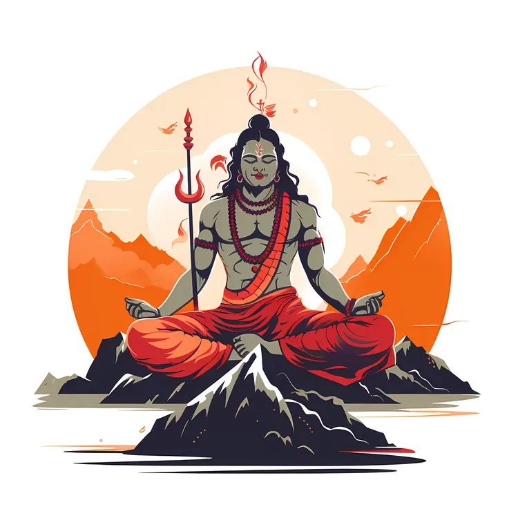 Shiva Meditating on Mountain