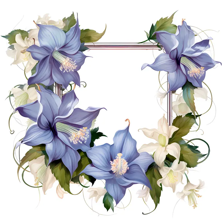 Blue and White Floral Frame