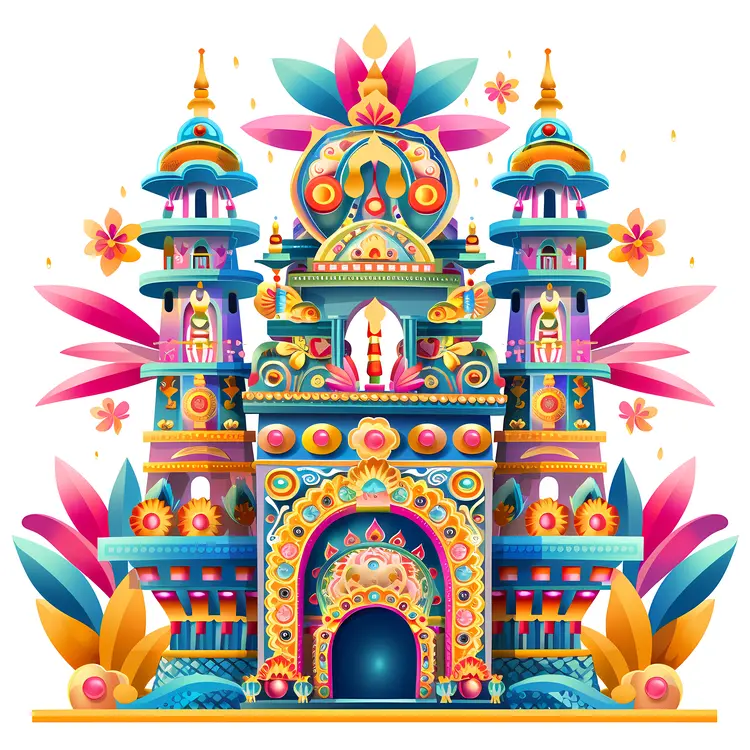 Colorful and Ornate Temple Artwork