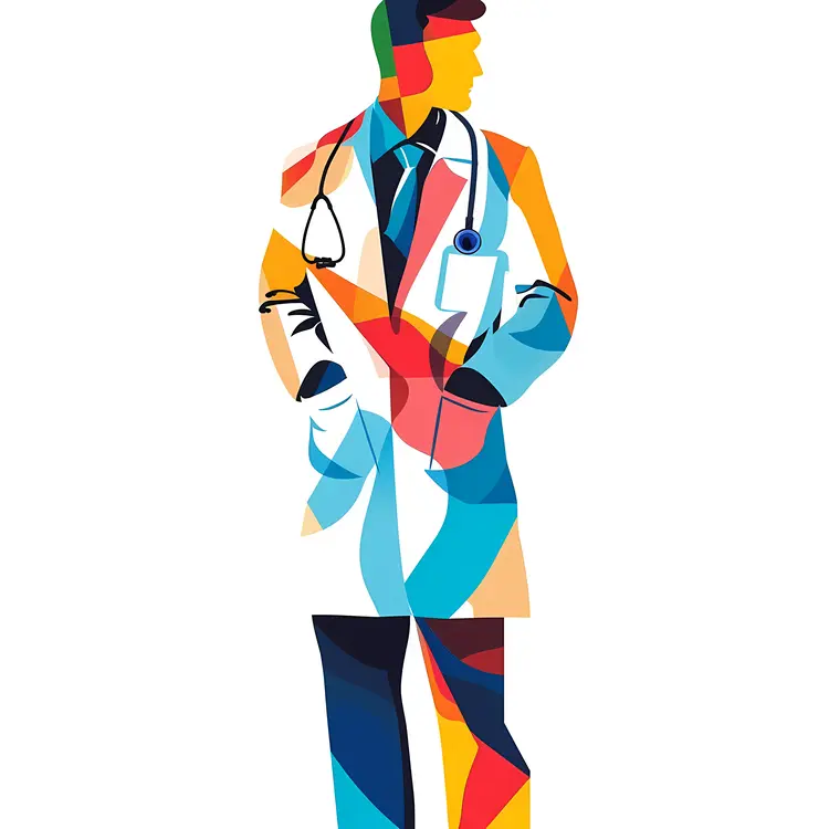 Colorful Doctor Illustration with Stethoscope