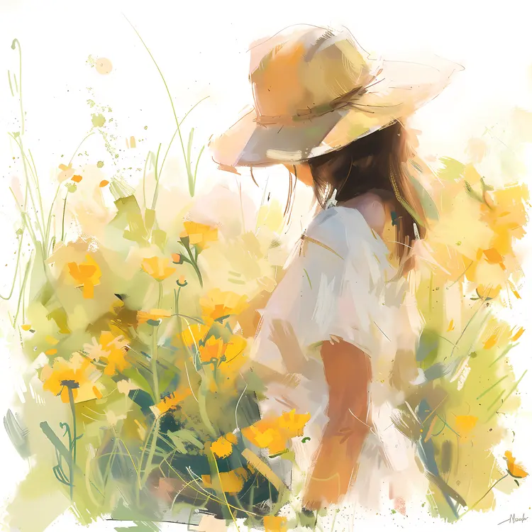 Girl in a Field of Flowers