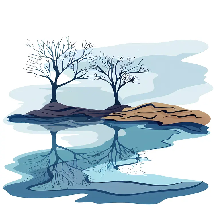 Two Trees Reflection in Water