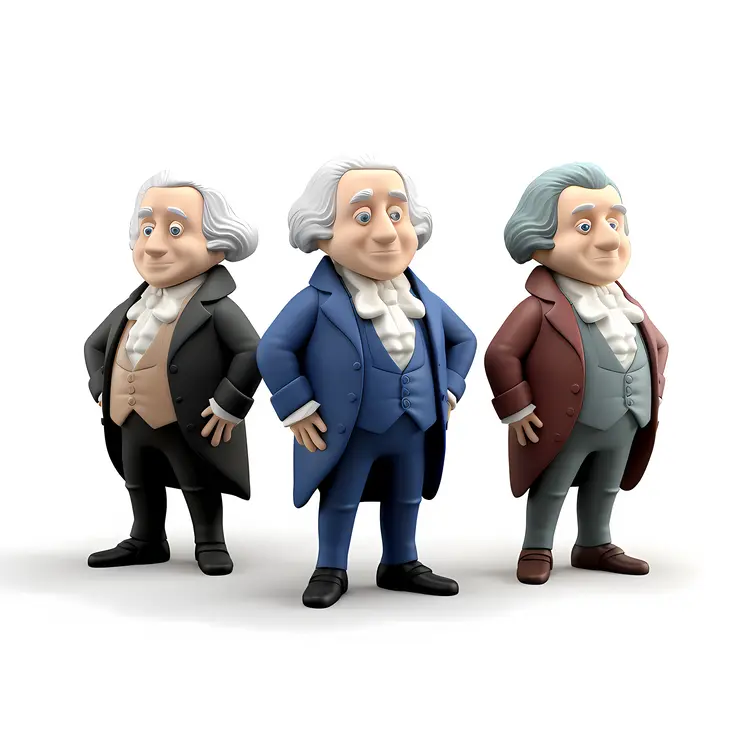 Cartoon Presidents in Historical Attire