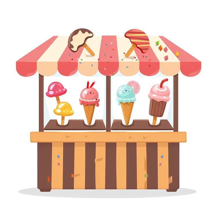 Cute Ice Cream Stand with Cones