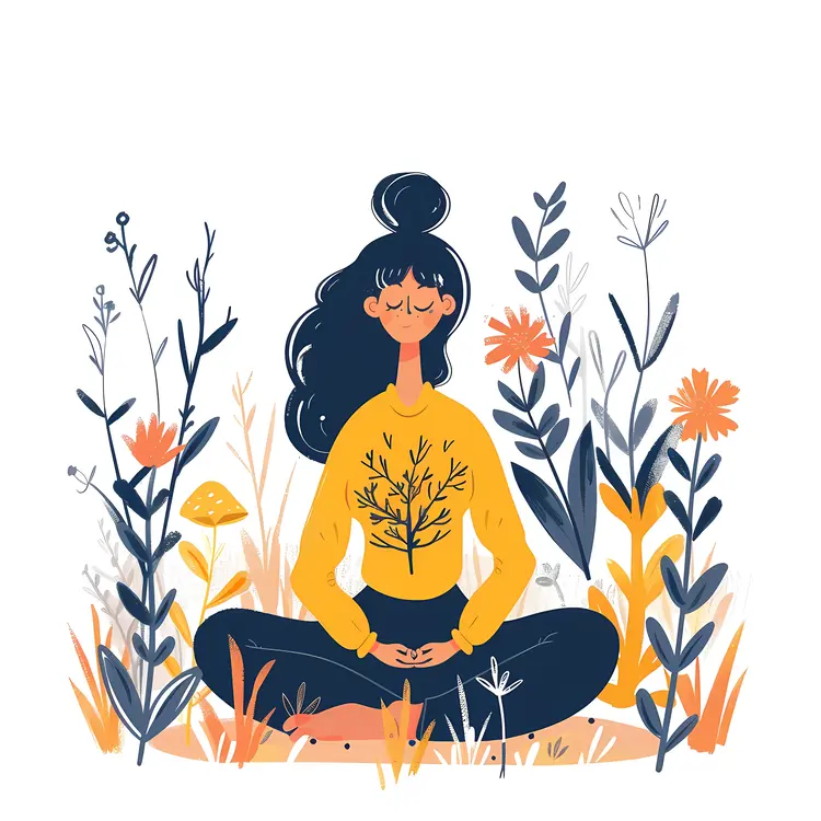 Person Meditating with Flowers