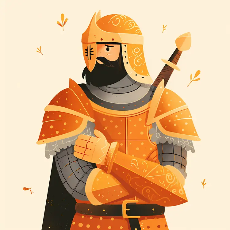 Knight in Orange Armor with Sword