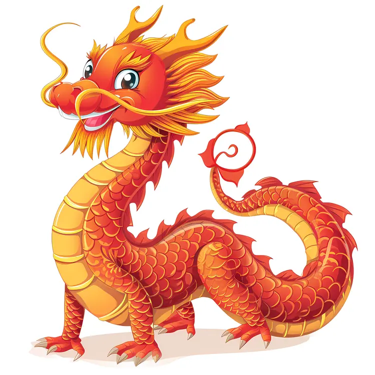 Red Dragon Cartoon Illustration