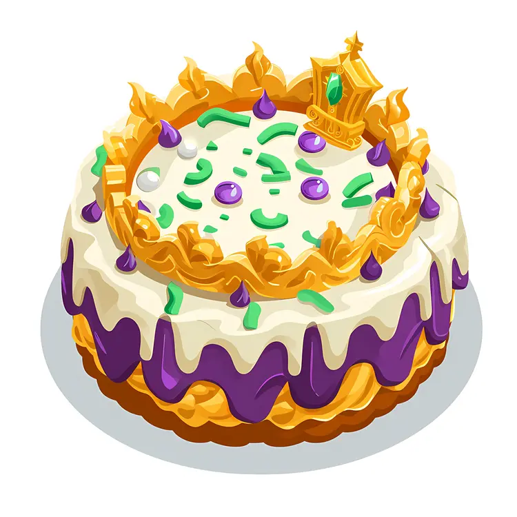 Mardi Gras Celebration Cake with Crown