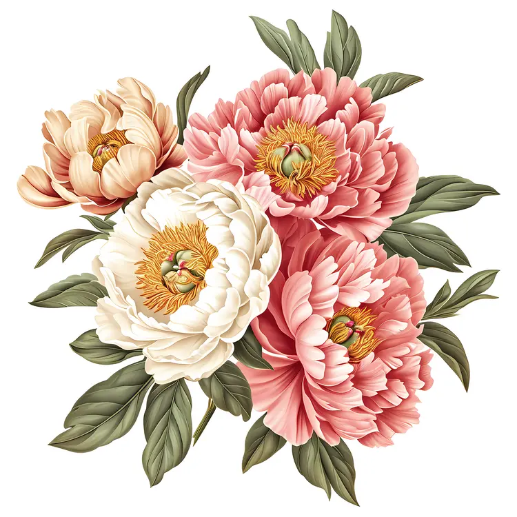 Pink and White Peonies Bouquet