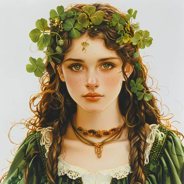 Woman with Shamrocks in Hair
