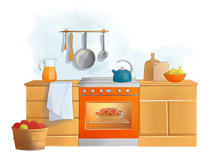 Cozy Kitchen with Oven and Cooking Utensils