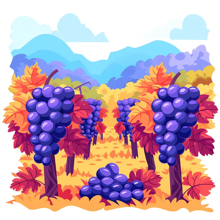 Colorful Vineyard with Grapes