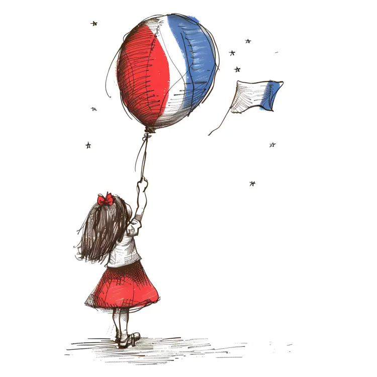Girl with Bastille Day Balloon