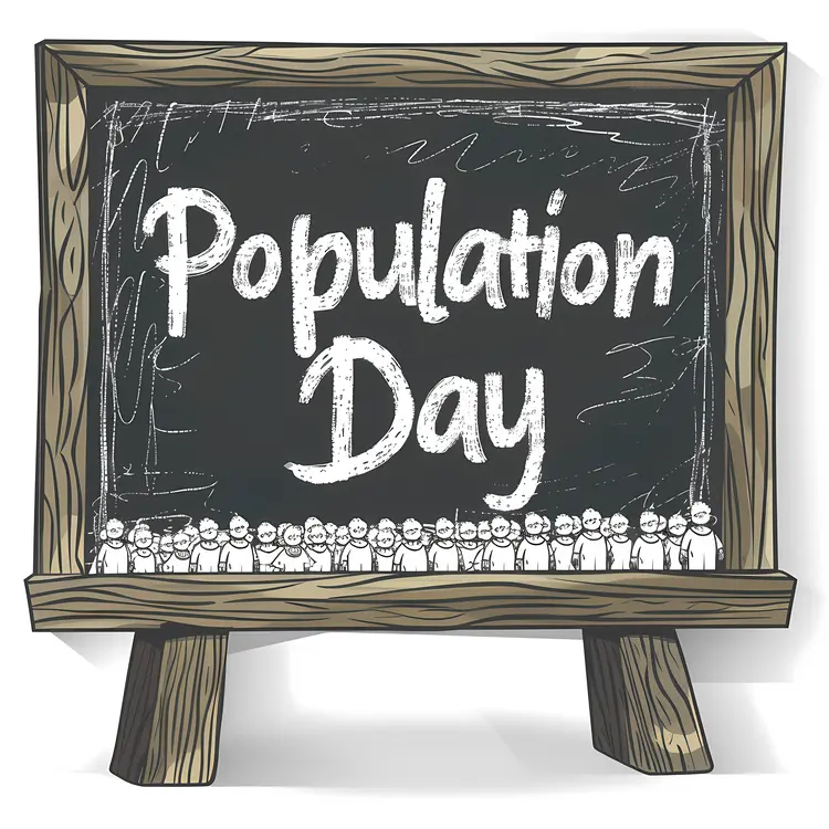 Population Day Chalkboard with Small Figures