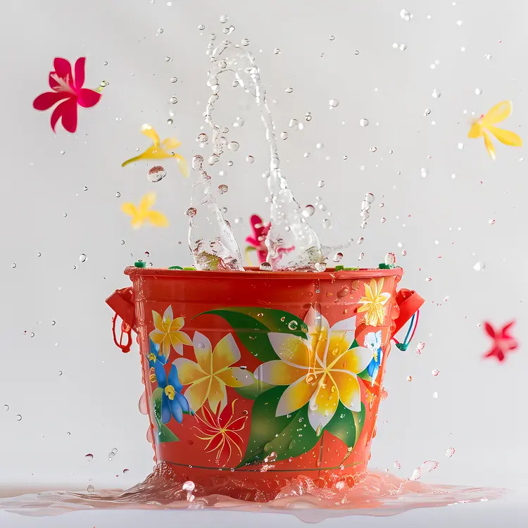 Flower Bucket with Splashing Water