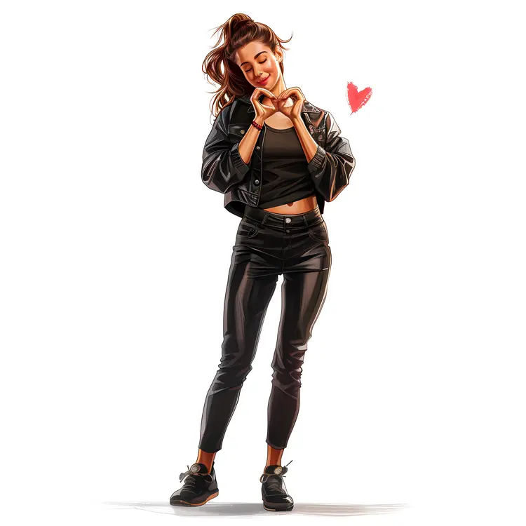 Animated Woman Making Heart Gesture