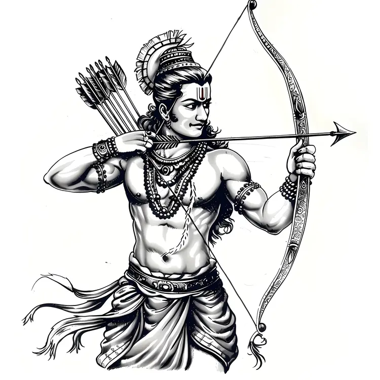 Hindu Deity with Bow and Arrows