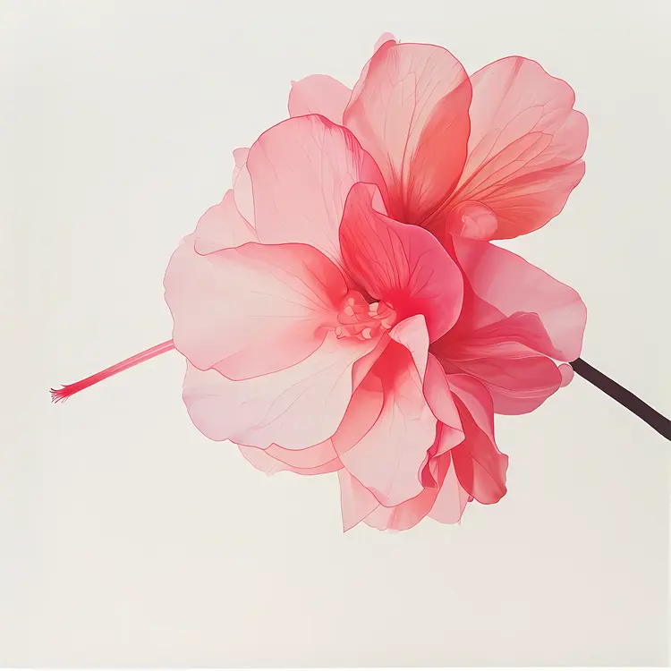 Soft Pink Begonia Flowers in Minimalist Style
