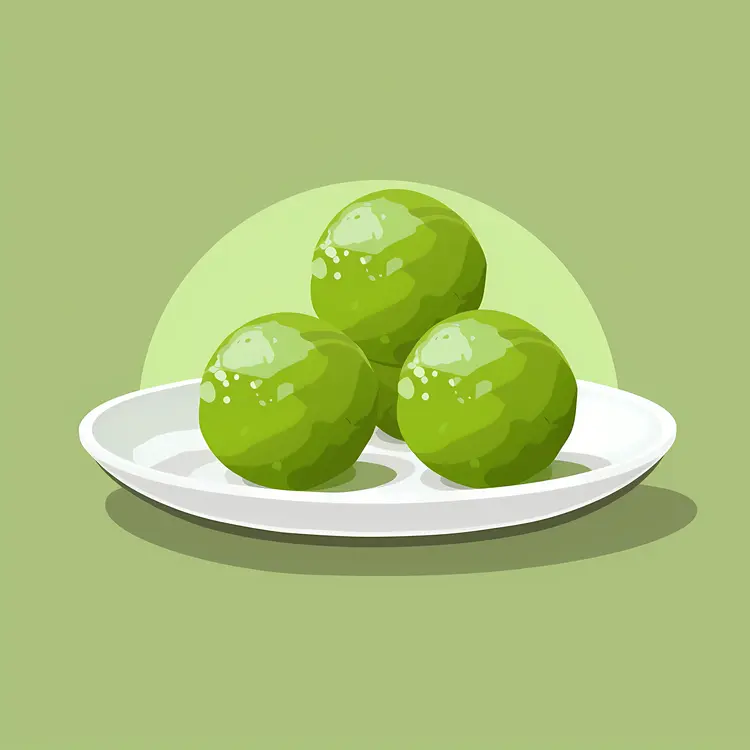 Green Balls on Plate Illustration