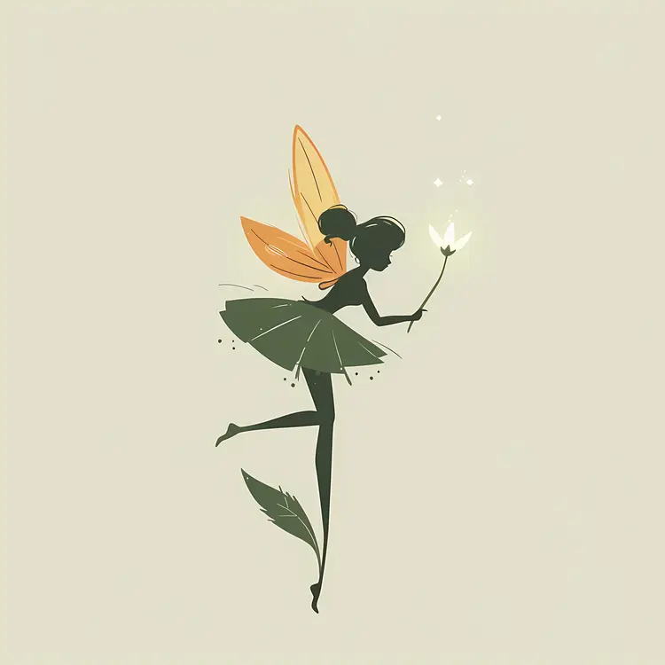 Fairy Silhouette with Flower Illustration