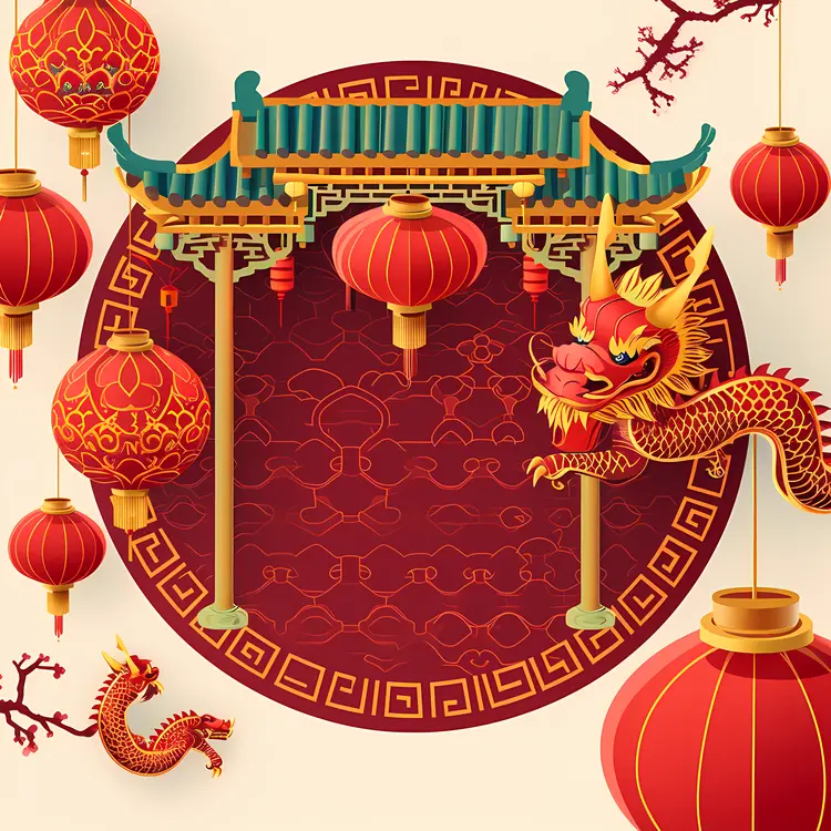 Dragon and Lanterns for Chinese New Year