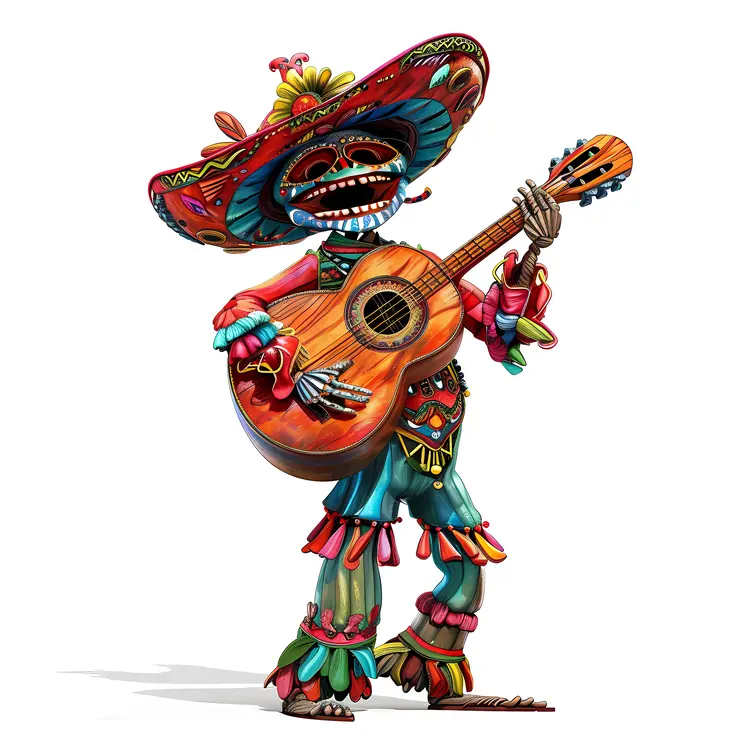 Skeleton Guitarist in Sombrero