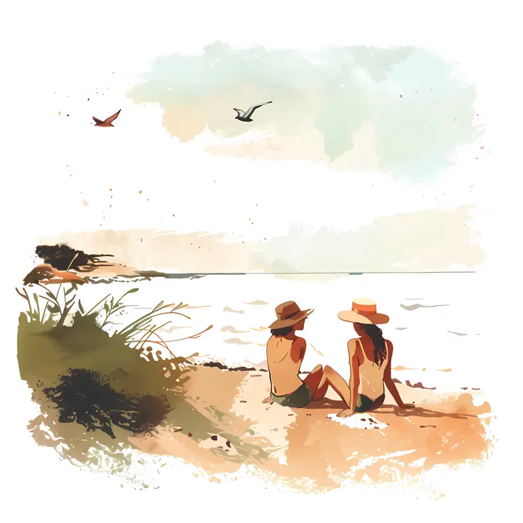 Relaxing Beach Scene with People