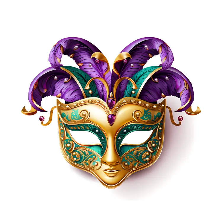 Decorative Mask with Feathers for Mardi Gras