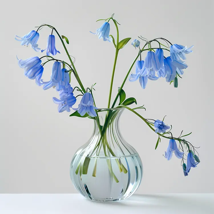 Bluebell Flowers in a Clear Vase