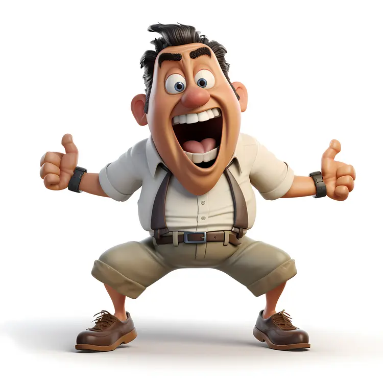 Happy Cartoon Man Giving Thumbs Up