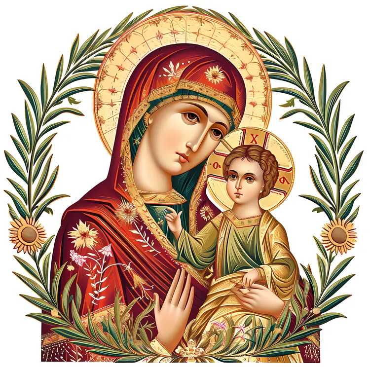 Orthodox Religious Icon of Madonna and Child