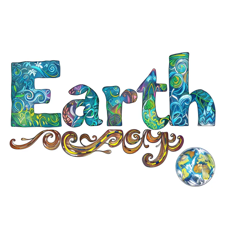 Earth Day with Artistic Text