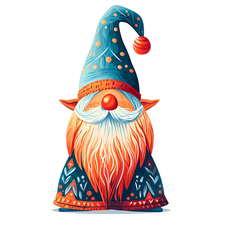 Gnome with Polka Dot Hat and Orange Beard