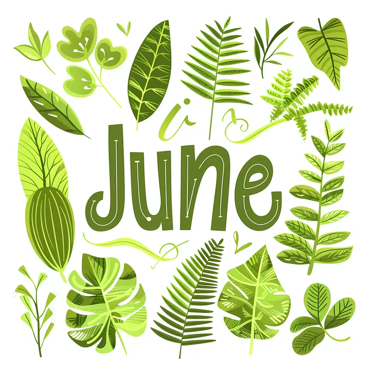 June with Various Green Leaves