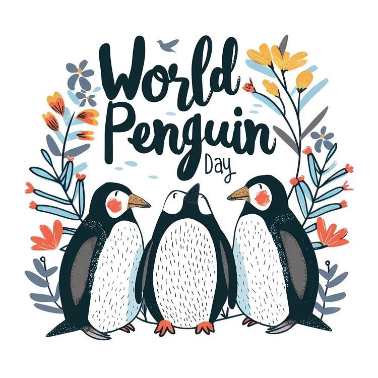 Cute Doodle Penguins for World Penguin Day