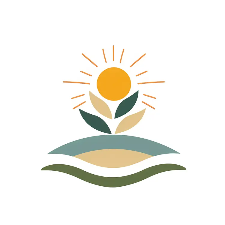 Sun and Leaves in Nature Illustration