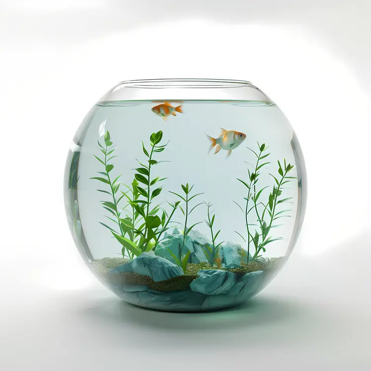 Fish Bowl with Plants and Fish