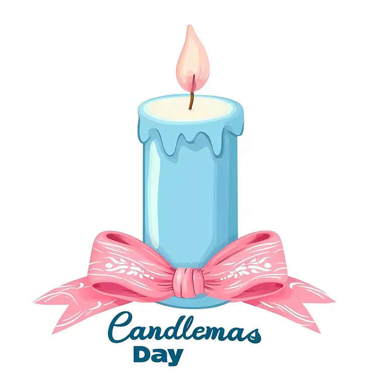 Candle with Pink Bow for Candlemas Day