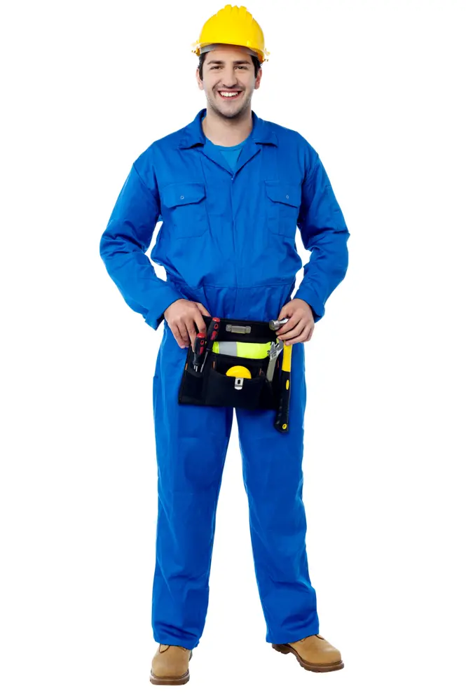 Construction Worker in Blue Uniform