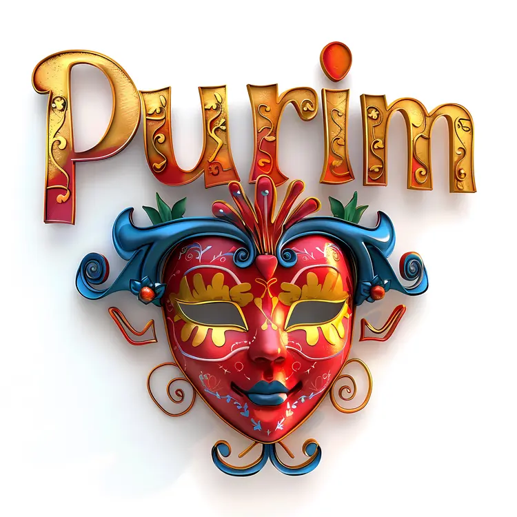 Heart Design Purim Mask