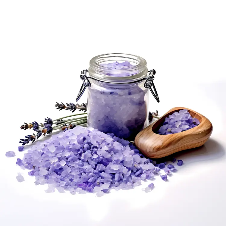 Purple Bath Salts in Jar with Lavender