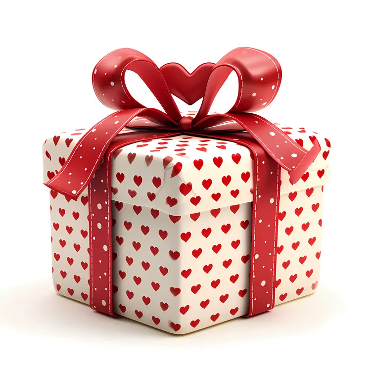 Lovely Gift Box with Heart and Ribbon