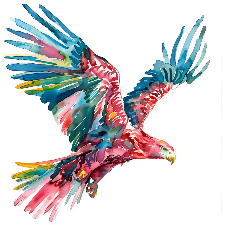 Colorful Eagle in Watercolor Art
