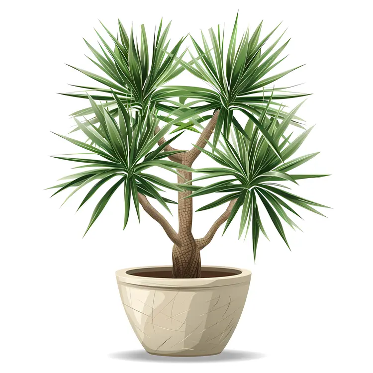 Potted Yucca Tree with Spiky Leaves