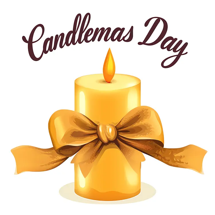 Candle with Gold Bow for Candlemas Day